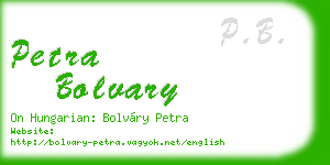 petra bolvary business card